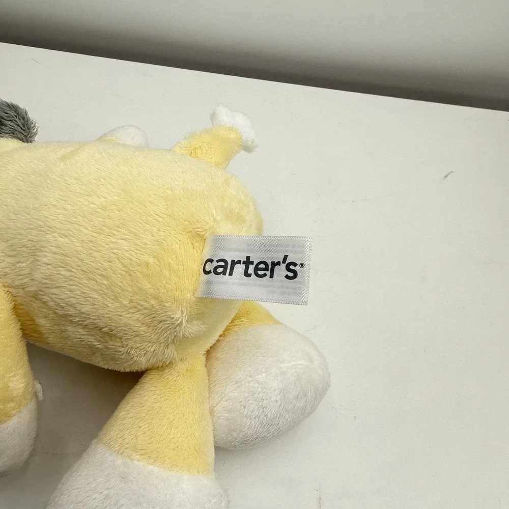 Carters Yellow White Gray Plush Giraffe Soft Stuffed Baby Toy Lightly Weighted